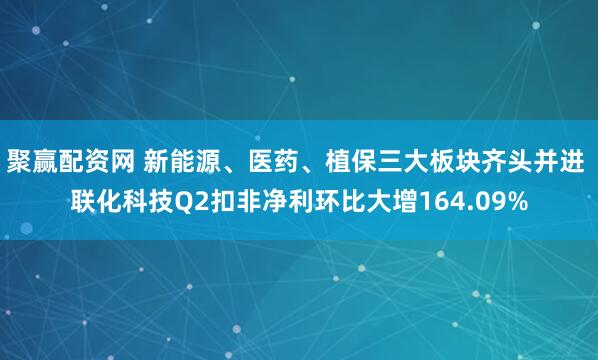 聚赢配资网 新能源、医药、植保三大板块齐头并进 联化科技Q2扣非净利环比大增164.09%