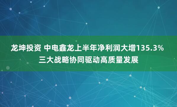 龙坤投资 中电鑫龙上半年净利润大增135.3% 三大战略协同驱动高质量发展